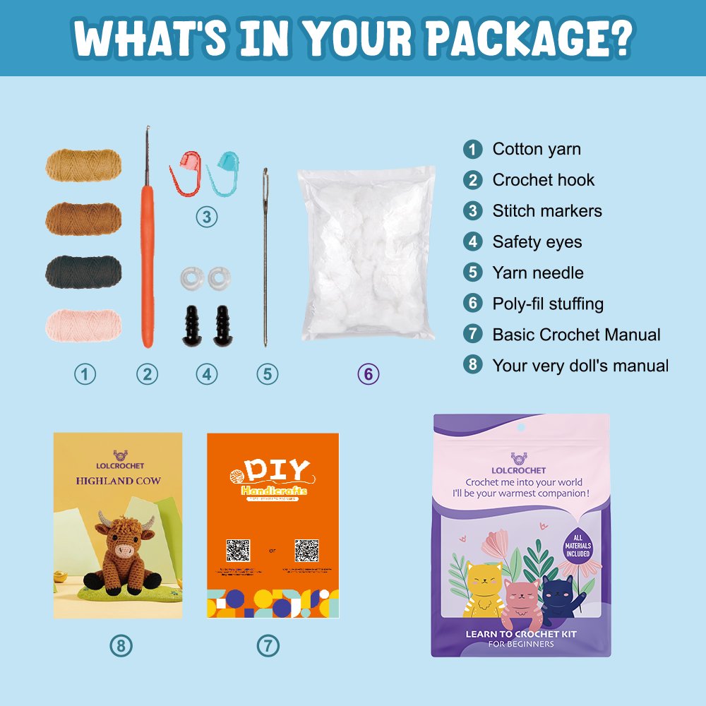 LOLCROCHET Baby Highland Cow - Crochet Kit