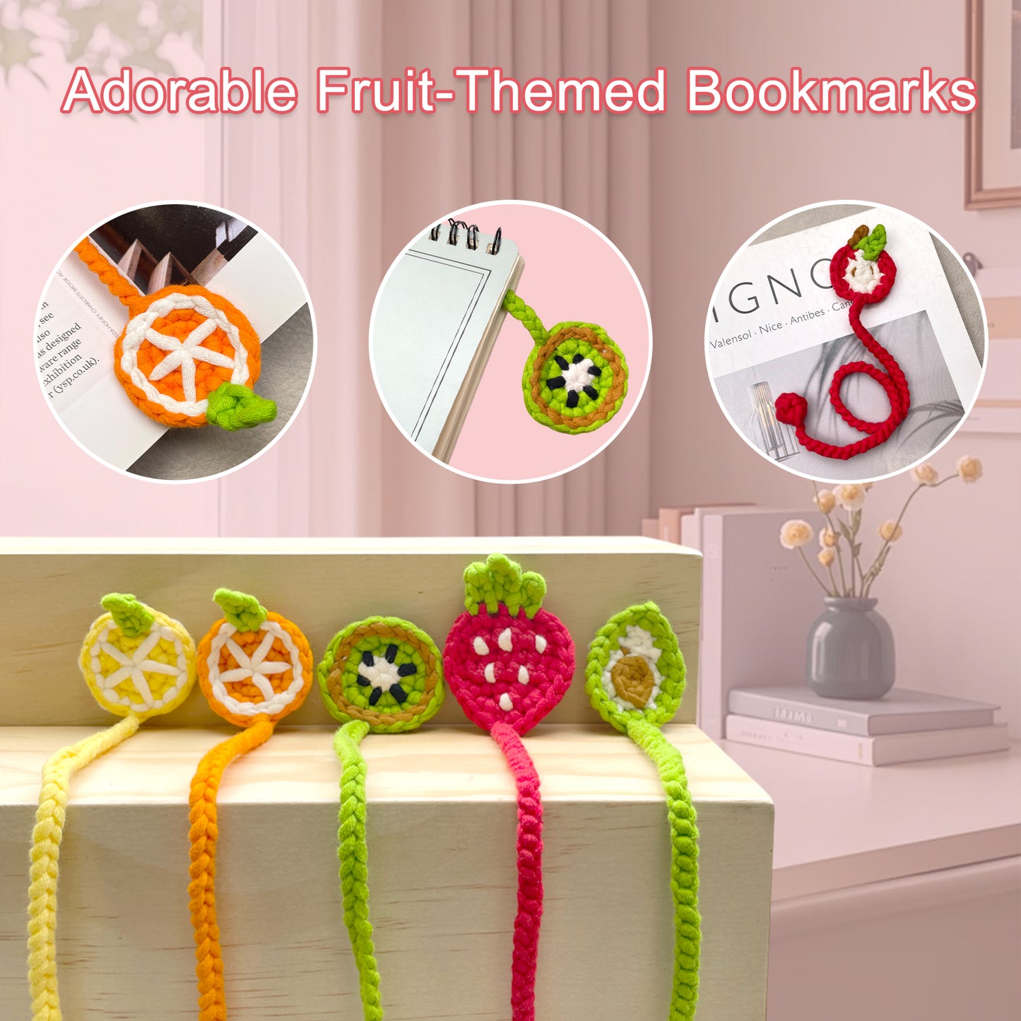 Fruit-Themed Bookmarks - Crochet Kit