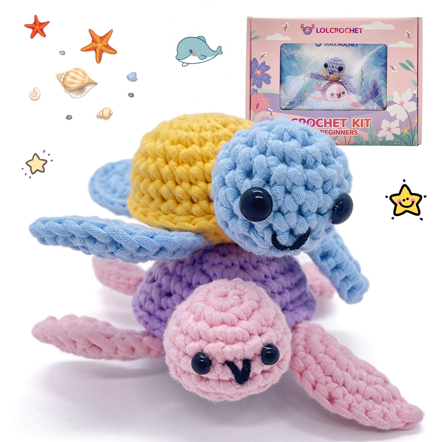 Colorful Sea Turtles - Crochet Kit