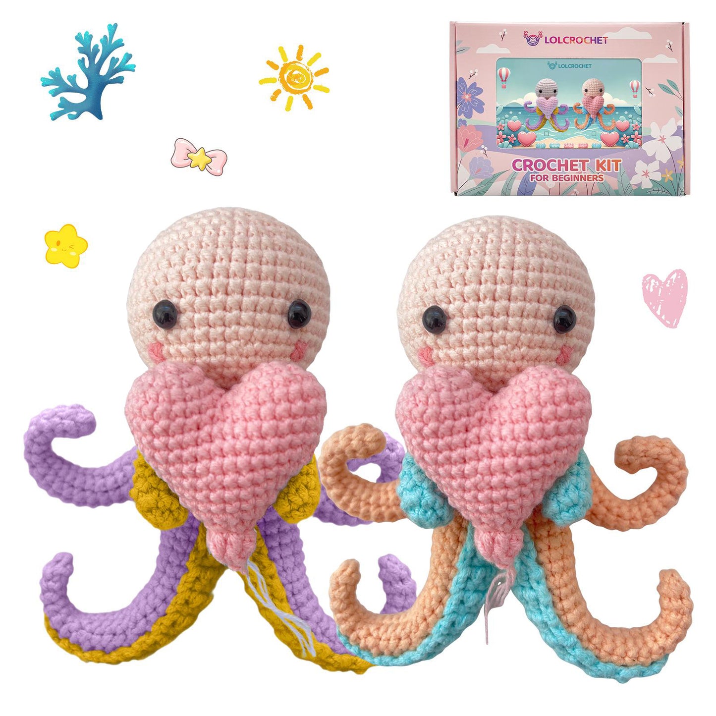 Cute Octopus and Love Ballon - Crochet Kit