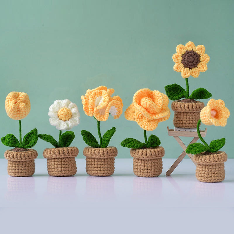 Flowers and Potted Plants 6Pcs - Yellow - Crochet Kit